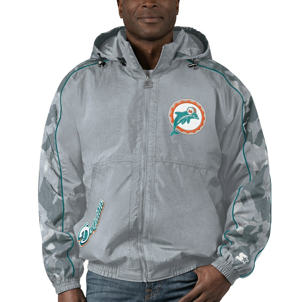 Miami Dolphins Starter Thursday Night Gridiron Throwback Full-Zip Jacket - Gray on sale