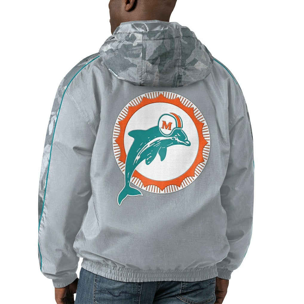 Miami Dolphins Starter Thursday Night Gridiron Throwback Full-Zip Jacket - Gray on sale