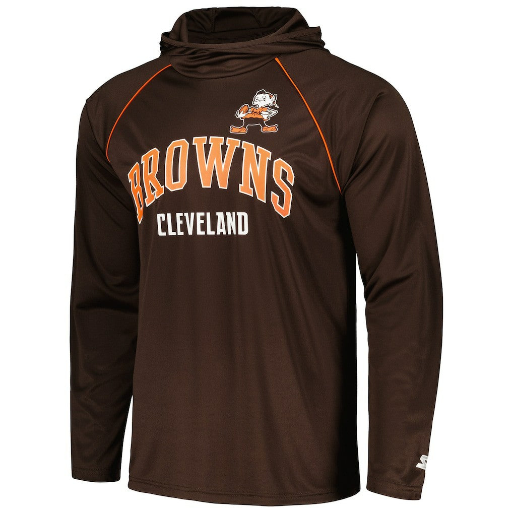 Cleveland Browns Starter Gridiron Classics Throwback Raglan Long Sleeve Hooded T-Shirt - Brown outlet