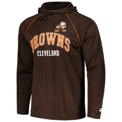 Cleveland Browns Starter Gridiron Classics Throwback Raglan Long Sleeve Hooded T-Shirt - Brown outlet