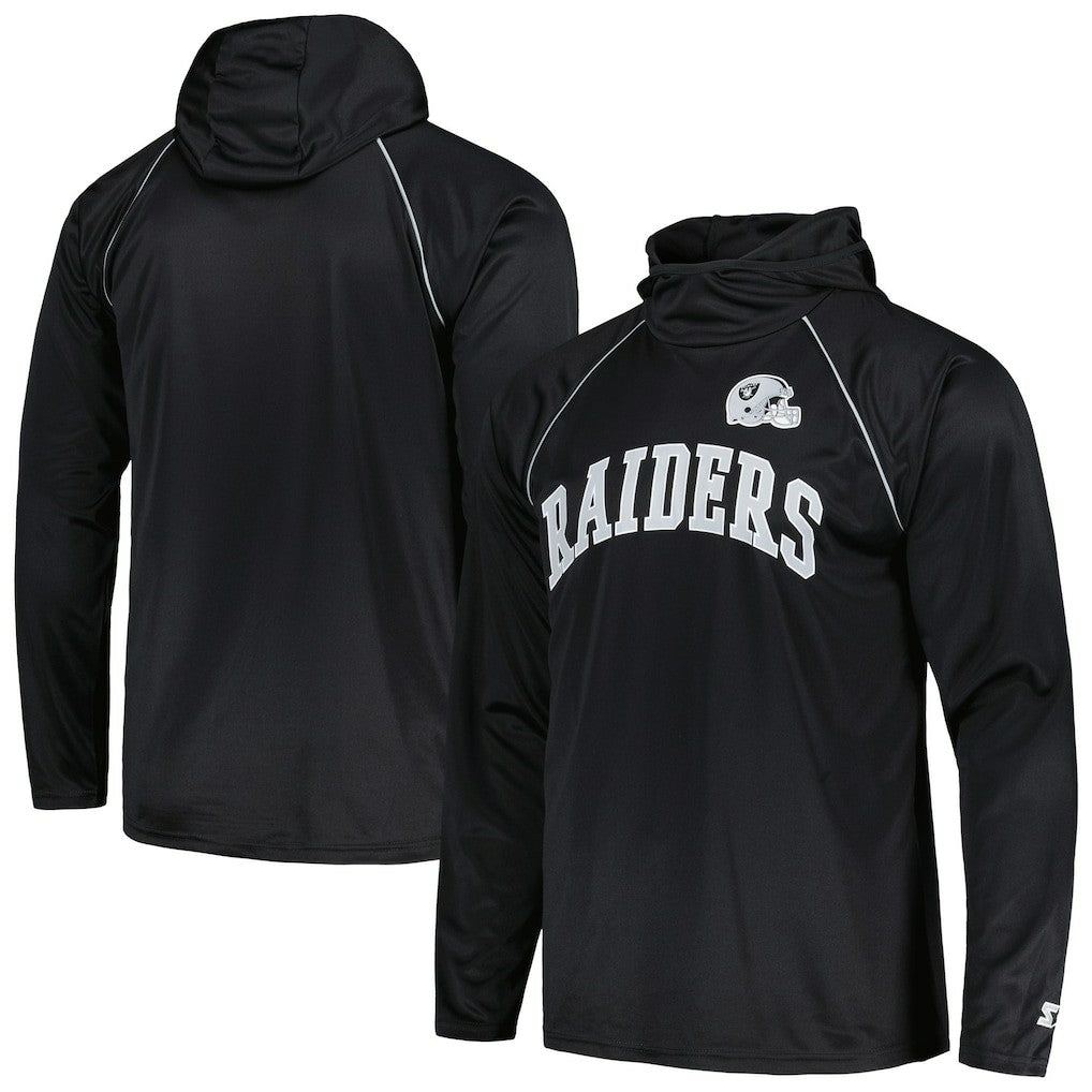 Las Vegas Raiders Starter Gridiron Classics Throwback Raglan Long Sleeve Hooded T-Shirt - Black online