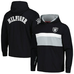 Las Vegas Raiders Tommy Hilfiger Morgan Long Sleeve Hoodie T-Shirt - Black on sale