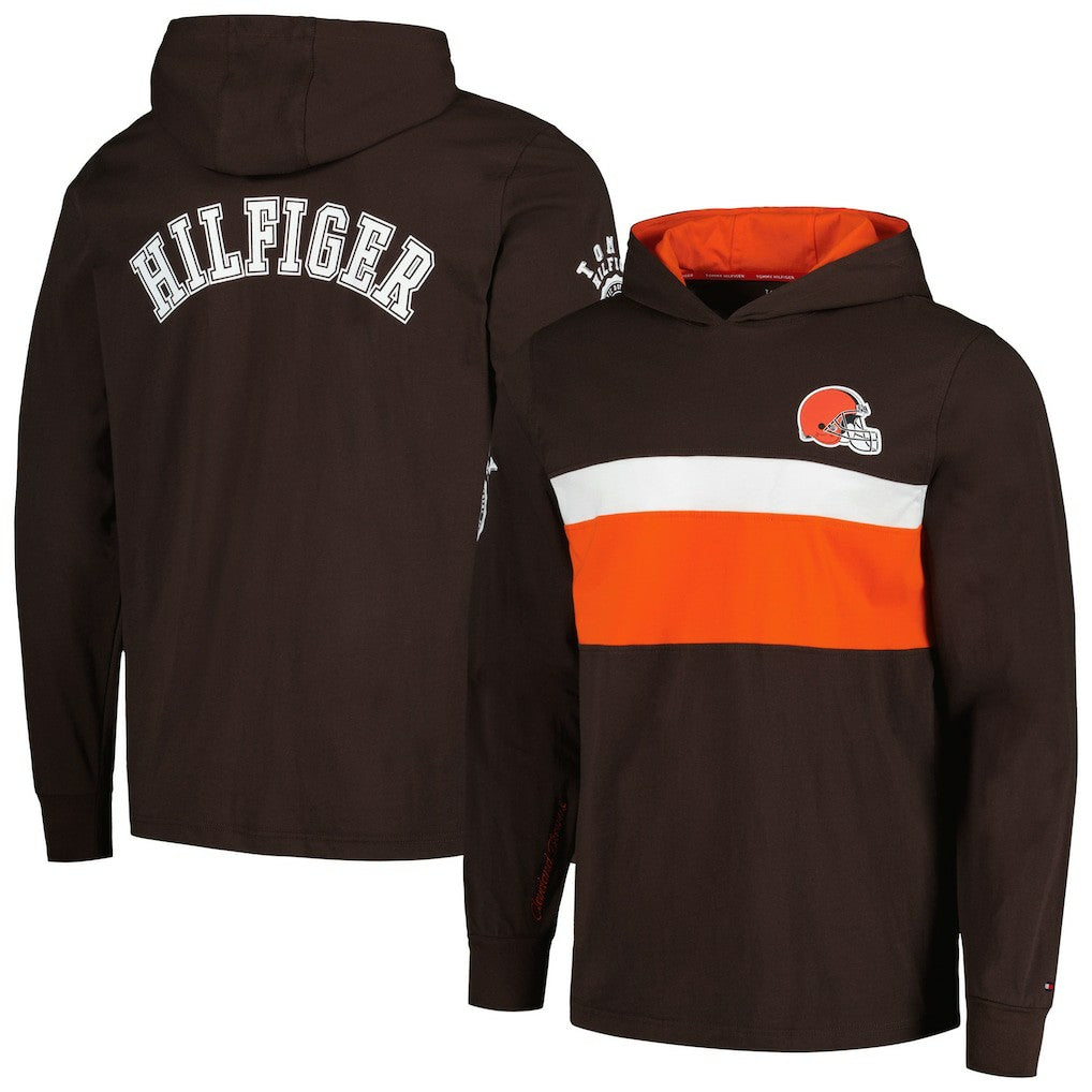 Cleveland Browns Tommy Hilfiger Morgan Long Sleeve Hoodie T-Shirt - Brown for sale