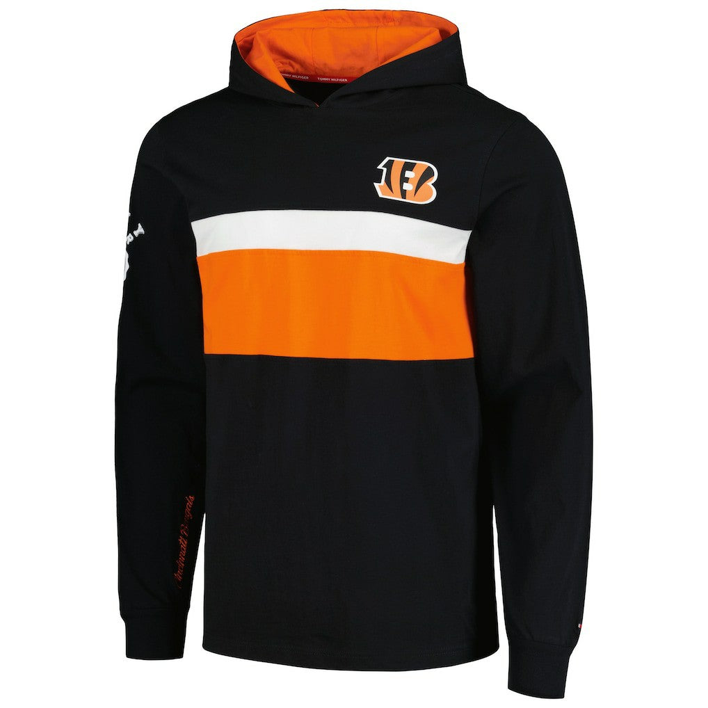 Cincinnati Bengals Tommy Hilfiger Morgan Long Sleeve Hoodie T-Shirt - Black on sale