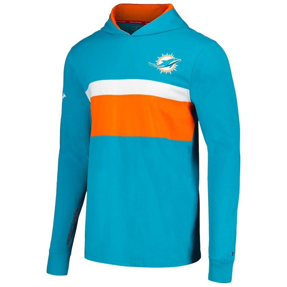 Miami Dolphins Tommy Hilfiger Morgan Long Sleeve Hoodie T-Shirt - Aqua outlet