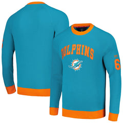 Miami Dolphins Tommy Hilfiger Reese Raglan Tri-Blend Pullover Sweatshirt - Aqua for sale