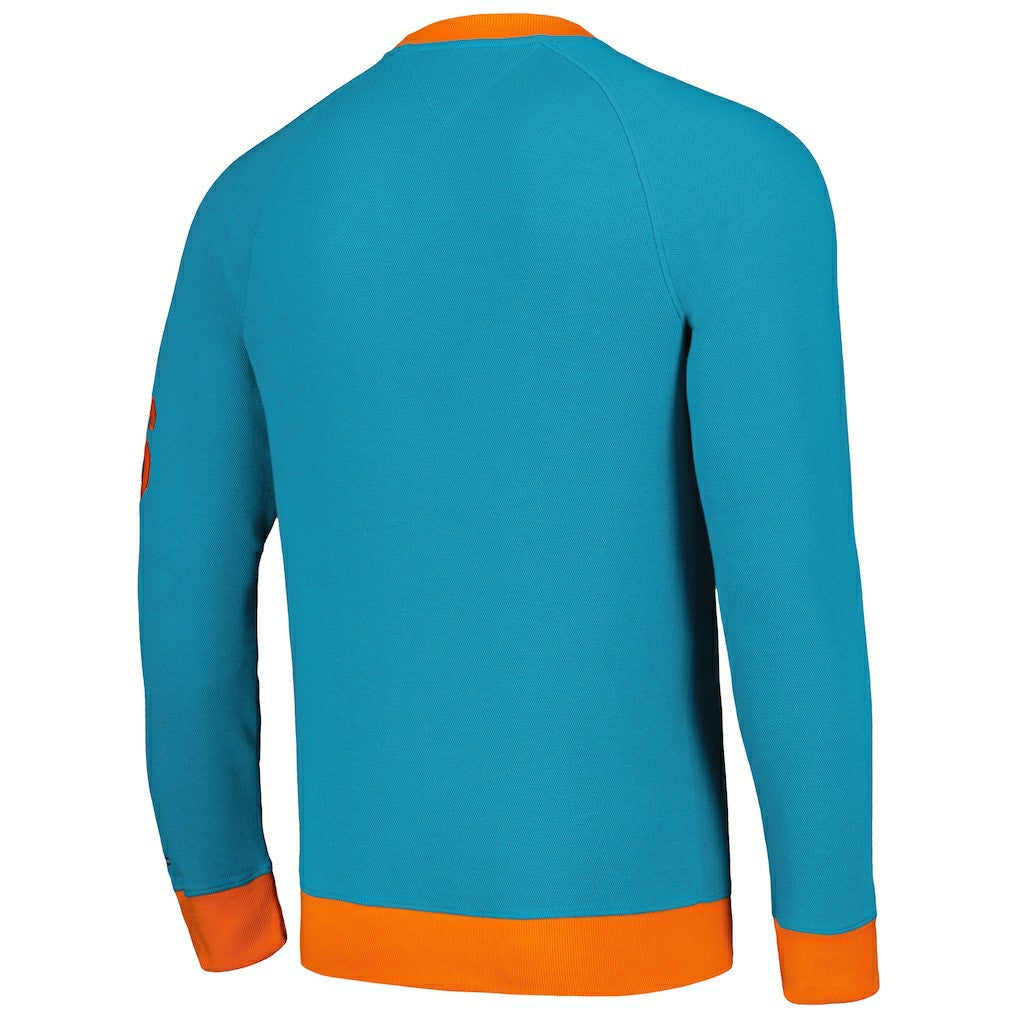 Miami Dolphins Tommy Hilfiger Reese Raglan Tri-Blend Pullover Sweatshirt - Aqua for sale