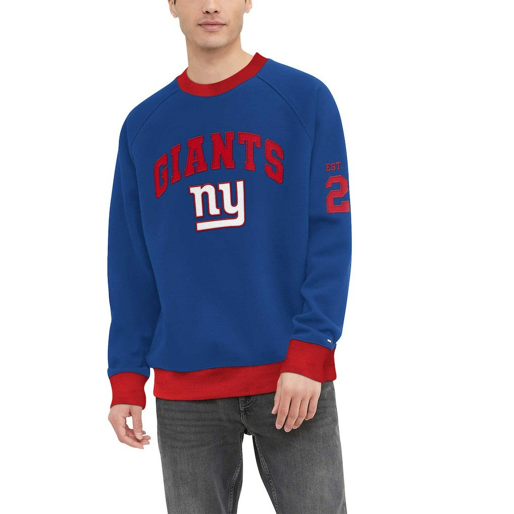 New York Giants Tommy Hilfiger Reese Raglan Tri-Blend Pullover Sweatshirt - Royal sale