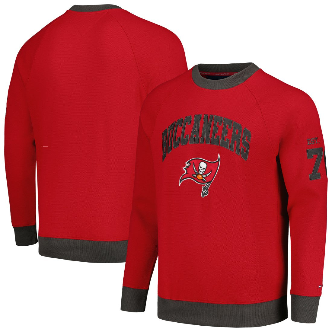 Tampa Bay Buccaneers Tommy Hilfiger Reese Raglan Tri-Blend Pullover Sweatshirt - Red outlet