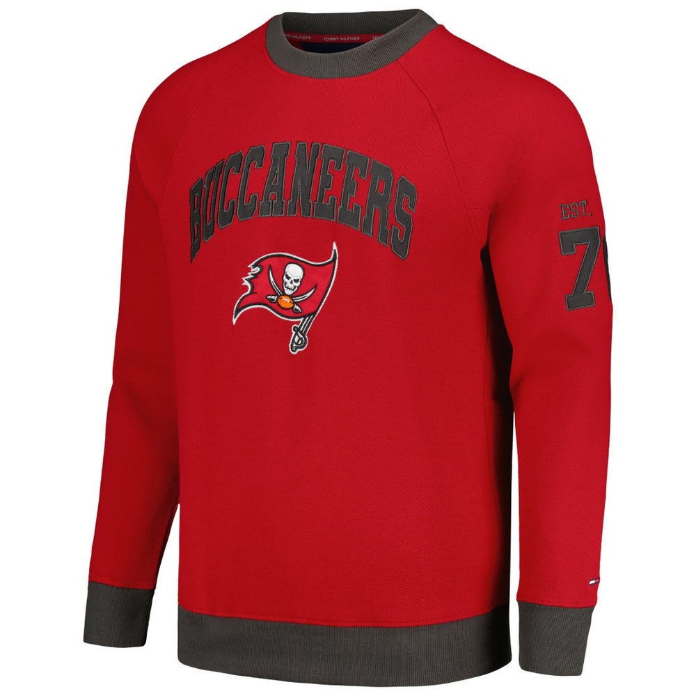 Tampa Bay Buccaneers Tommy Hilfiger Reese Raglan Tri-Blend Pullover Sweatshirt - Red outlet
