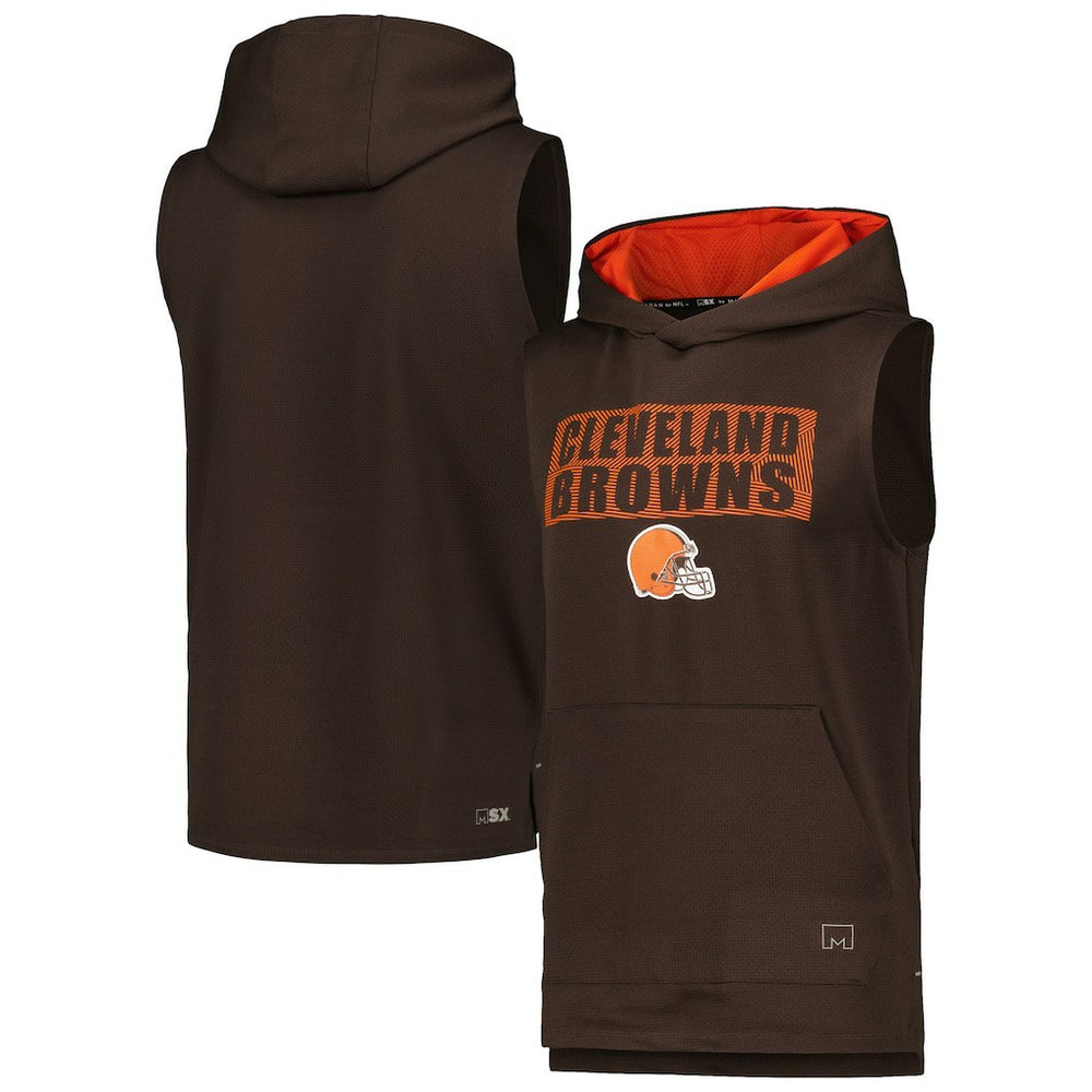 Cleveland Browns MSX by Michael Strahan Marathon Sleeveless Pullover Hoodie - Brown online