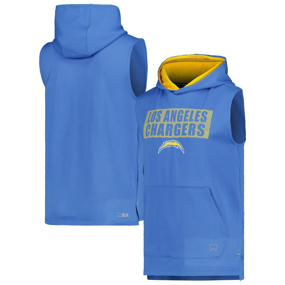 Los Angeles Chargers MSX by Michael Strahan Marathon Sleeveless Pullover Hoodie - Powder Blue on sale