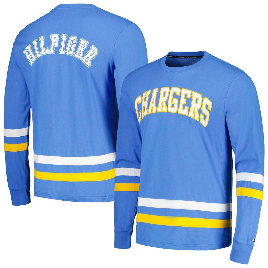 Los Angeles Chargers Tommy Hilfiger Nolan Long Sleeve T-Shirt - Powder Blue/Gold for sale