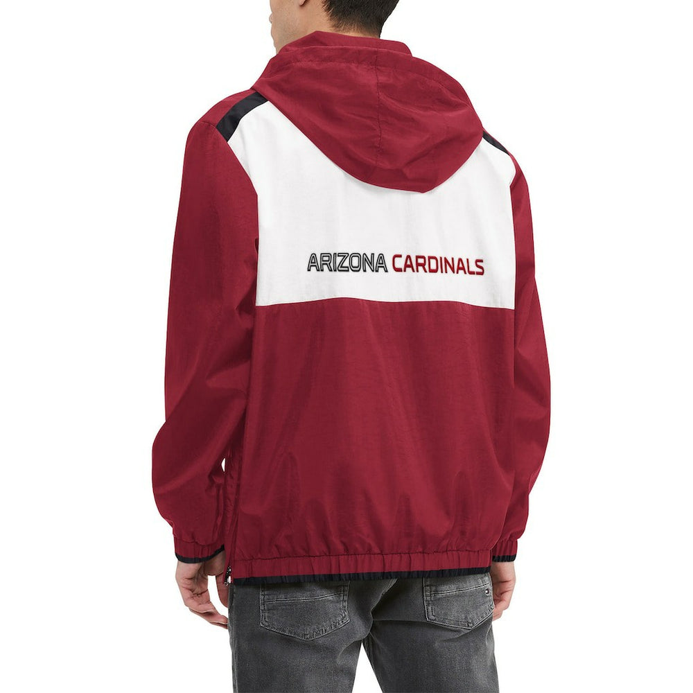 Arizona Cardinals Tommy Hilfiger Carter Half-Zip Hooded Top - Cardinal/White on sale