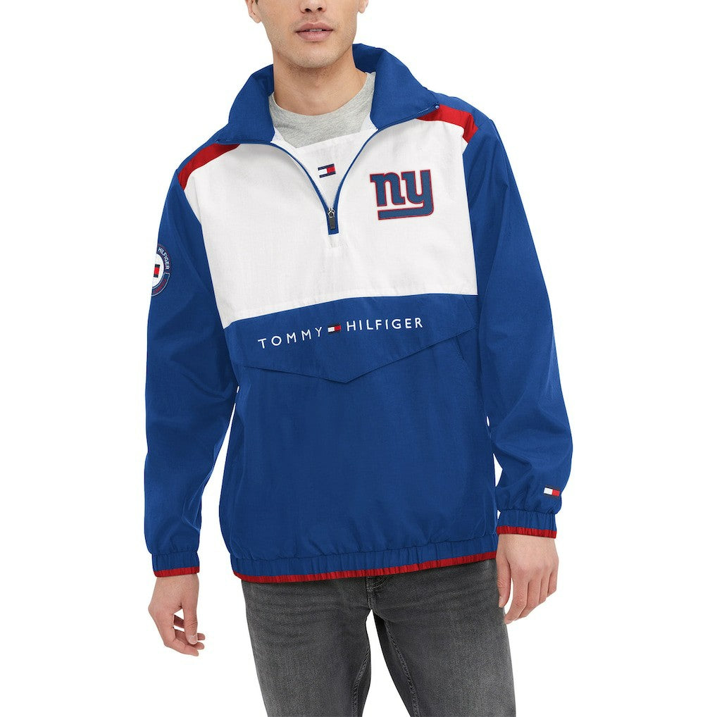 New York Giants Tommy Hilfiger Carter Half-Zip Hooded Top - Royal/White on sale