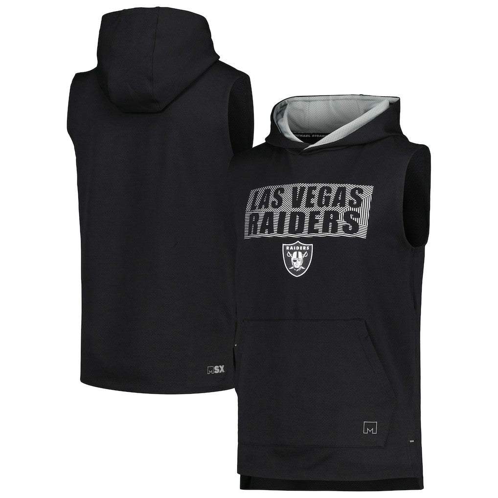 Las Vegas Raiders MSX by Michael Strahan Marathon Sleeveless Pullover Hoodie - Black sale