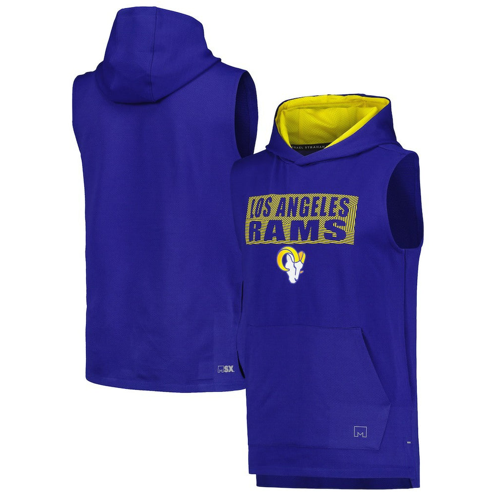 Los Angeles Rams MSX by Michael Strahan Marathon Sleeveless Pullover Hoodie - Royal on sale