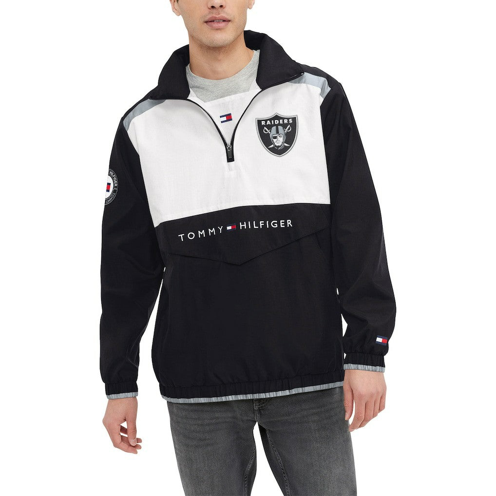 Las Vegas Raiders Tommy Hilfiger Carter Half-Zip Hooded Top - Black/White outlet