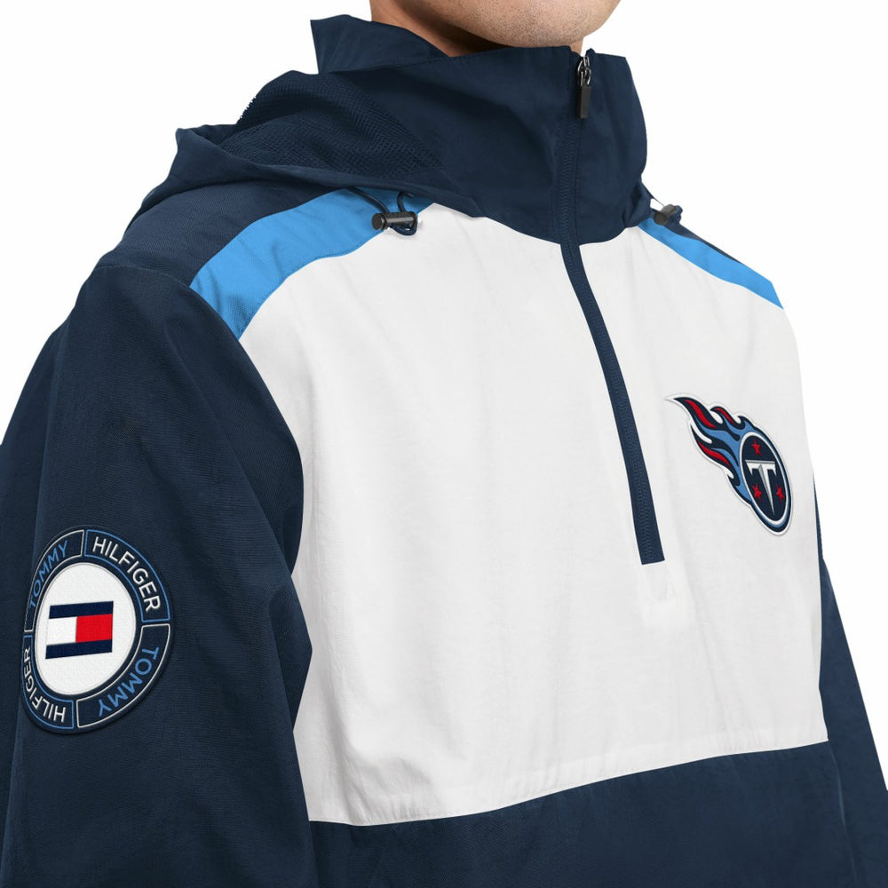 Tennessee Titans Tommy Hilfiger Carter Half-Zip Hooded Top - Navy/White cheap