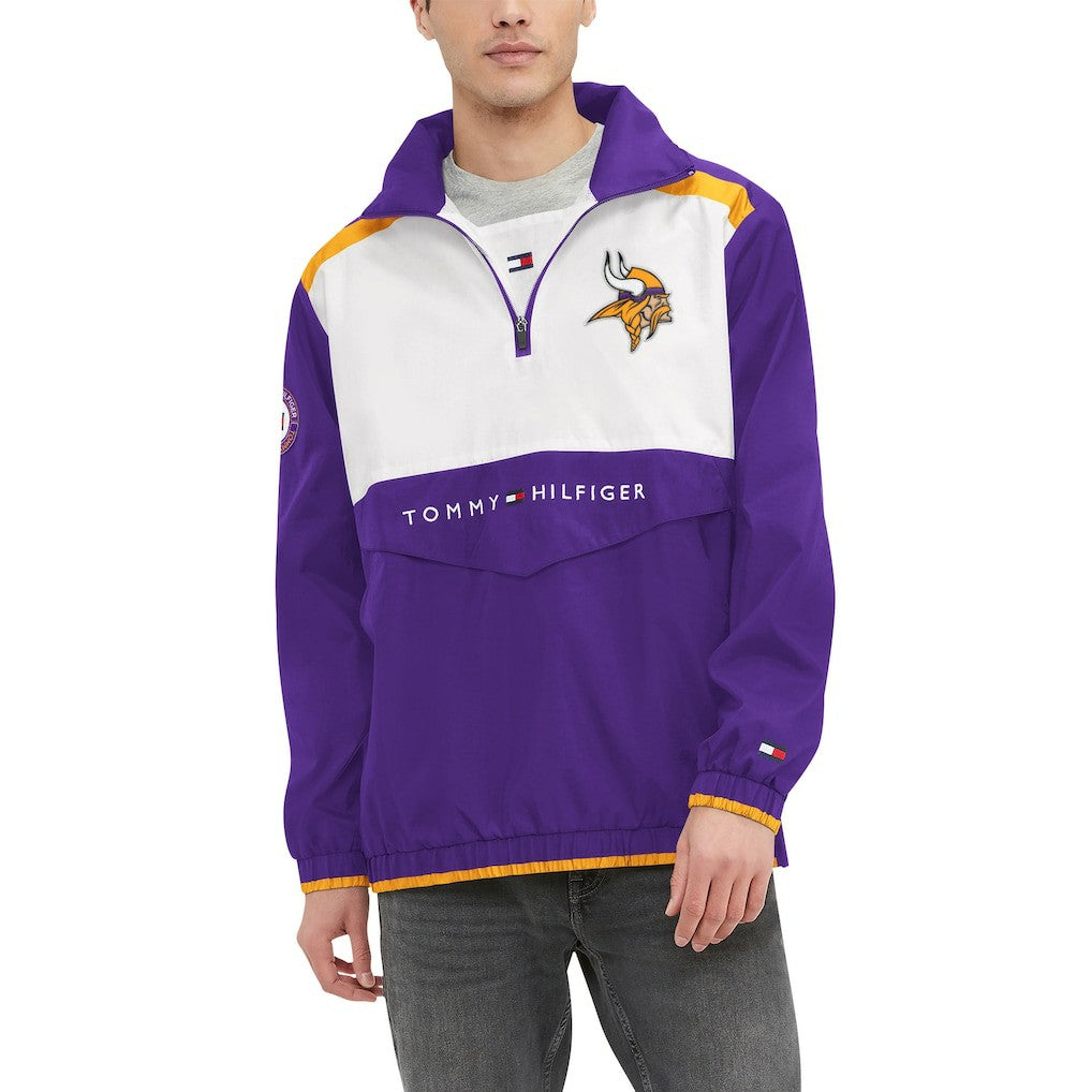 Minnesota Vikings Tommy Hilfiger Carter Half-Zip Hooded Top - Purple/White on sale