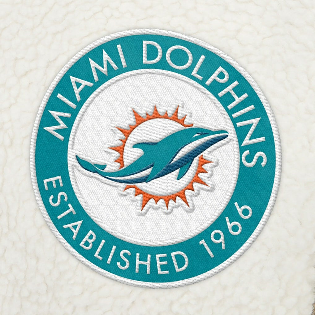 Miami Dolphins Tommy Hilfiger Jordan Sherpa Quarter-Zip Sweatshirt - Cream on sale