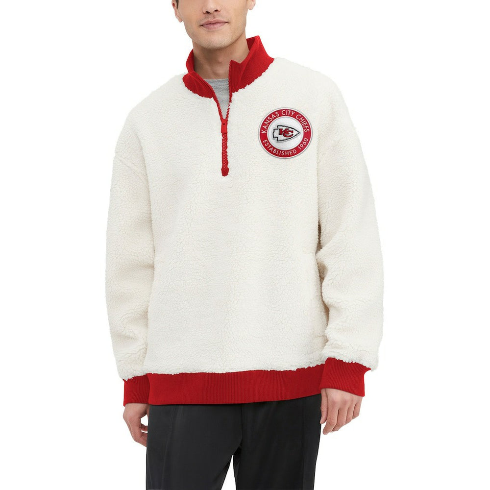 Kansas City Chiefs Tommy Hilfiger Jordan Sherpa Quarter-Zip Sweatshirt - Cream for sale