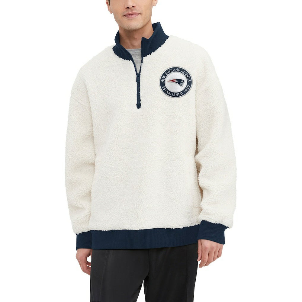 New England Patriots Tommy Hilfiger Jordan Sherpa Quarter-Zip Sweatshirt - Cream online