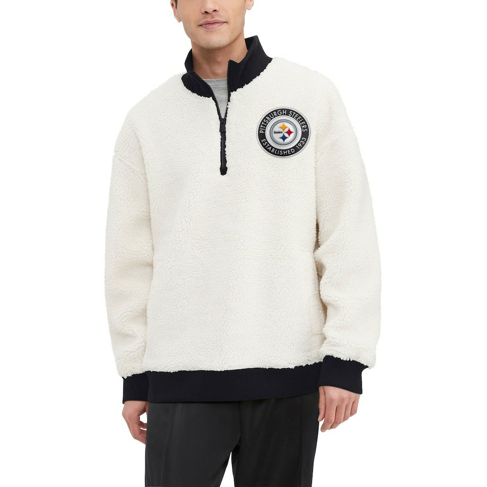 Pittsburgh Steelers Tommy Hilfiger Jordan Sherpa Quarter-Zip Sweatshirt - Cream cheap