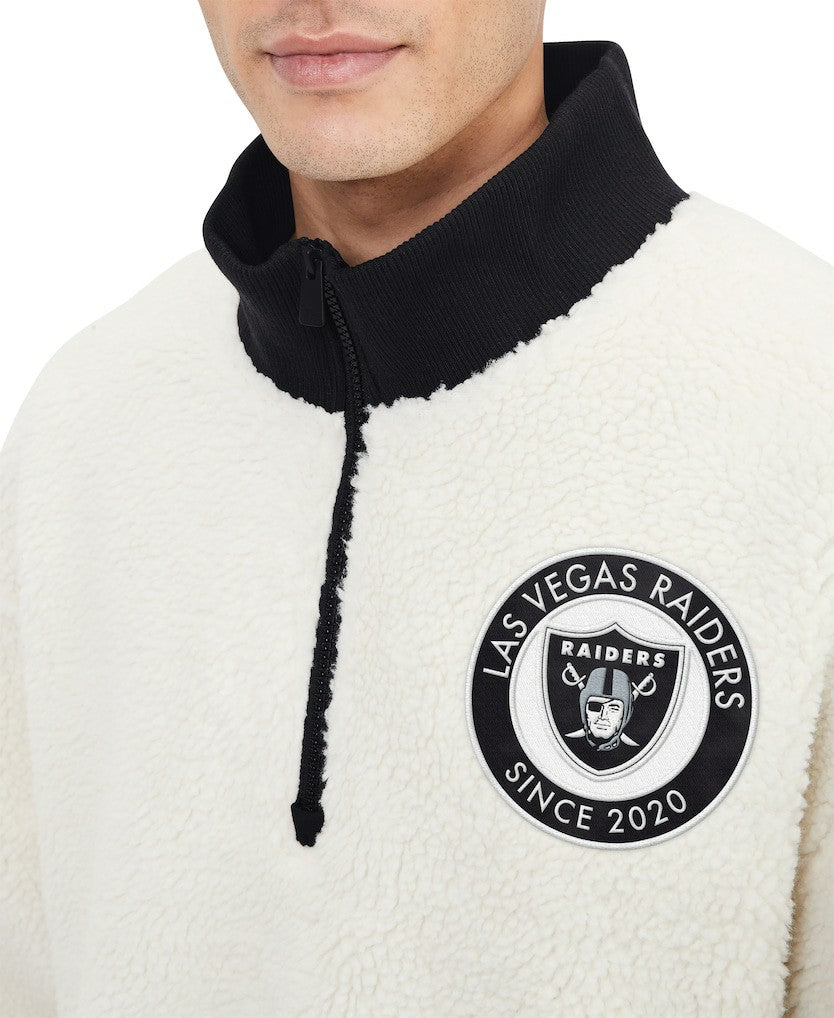 Las Vegas Raiders Tommy Hilfiger Jordan Sherpa Quarter-Zip Sweatshirt - Cream sale
