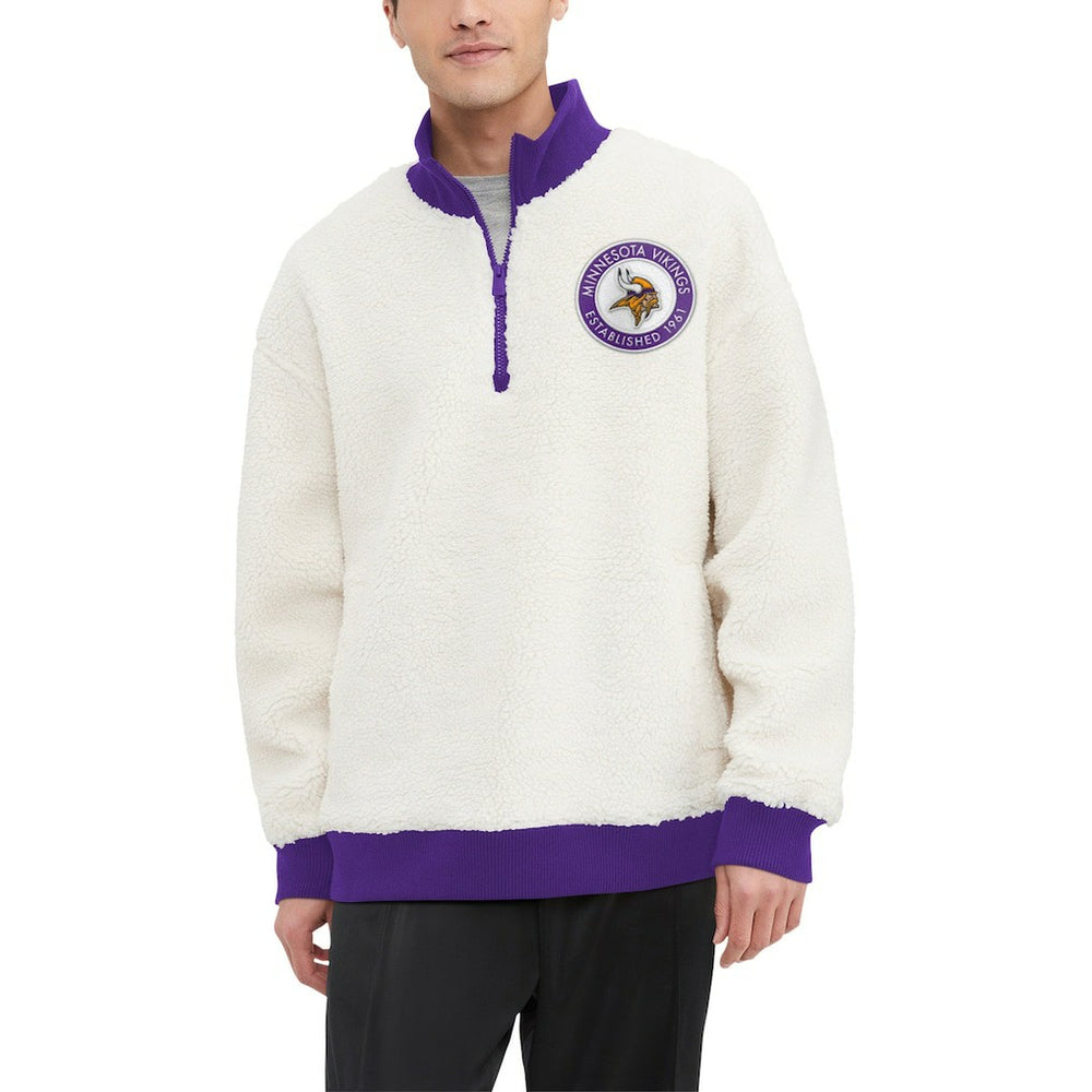Minnesota Vikings Tommy Hilfiger Jordan Sherpa Quarter-Zip Sweatshirt - Cream discount