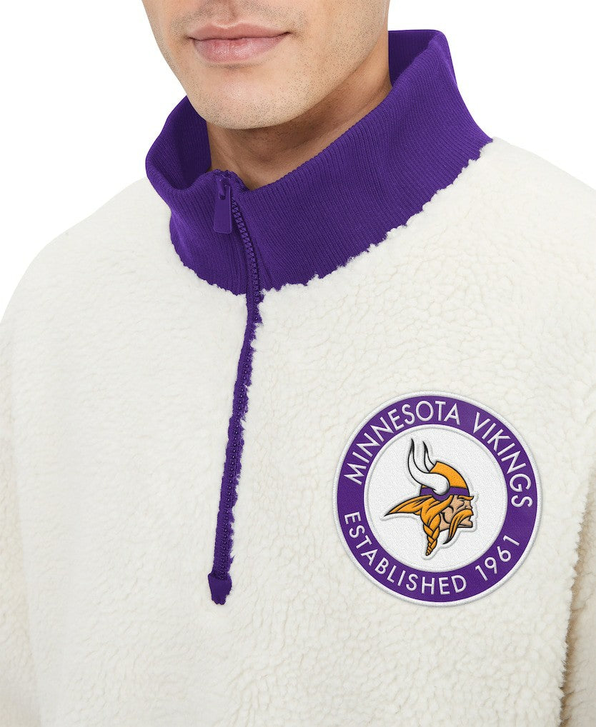 Minnesota Vikings Tommy Hilfiger Jordan Sherpa Quarter-Zip Sweatshirt - Cream discount
