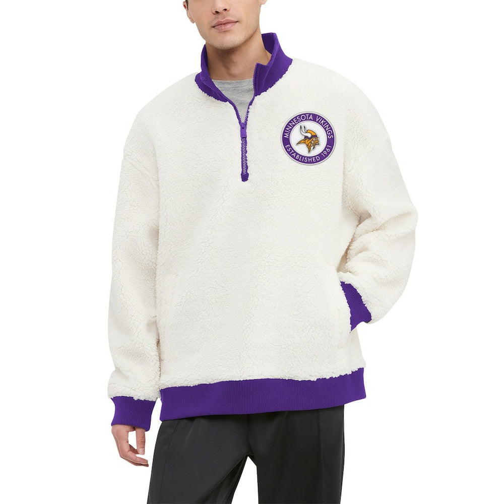 Minnesota Vikings Tommy Hilfiger Jordan Sherpa Quarter-Zip Sweatshirt - Cream discount