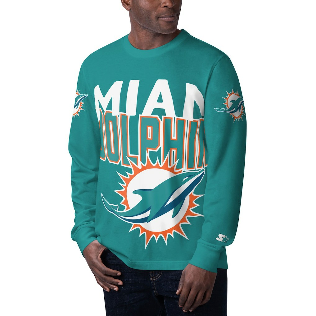 Miami Dolphins Starter Clutch Hit Long Sleeve T-Shirt - Aqua sale