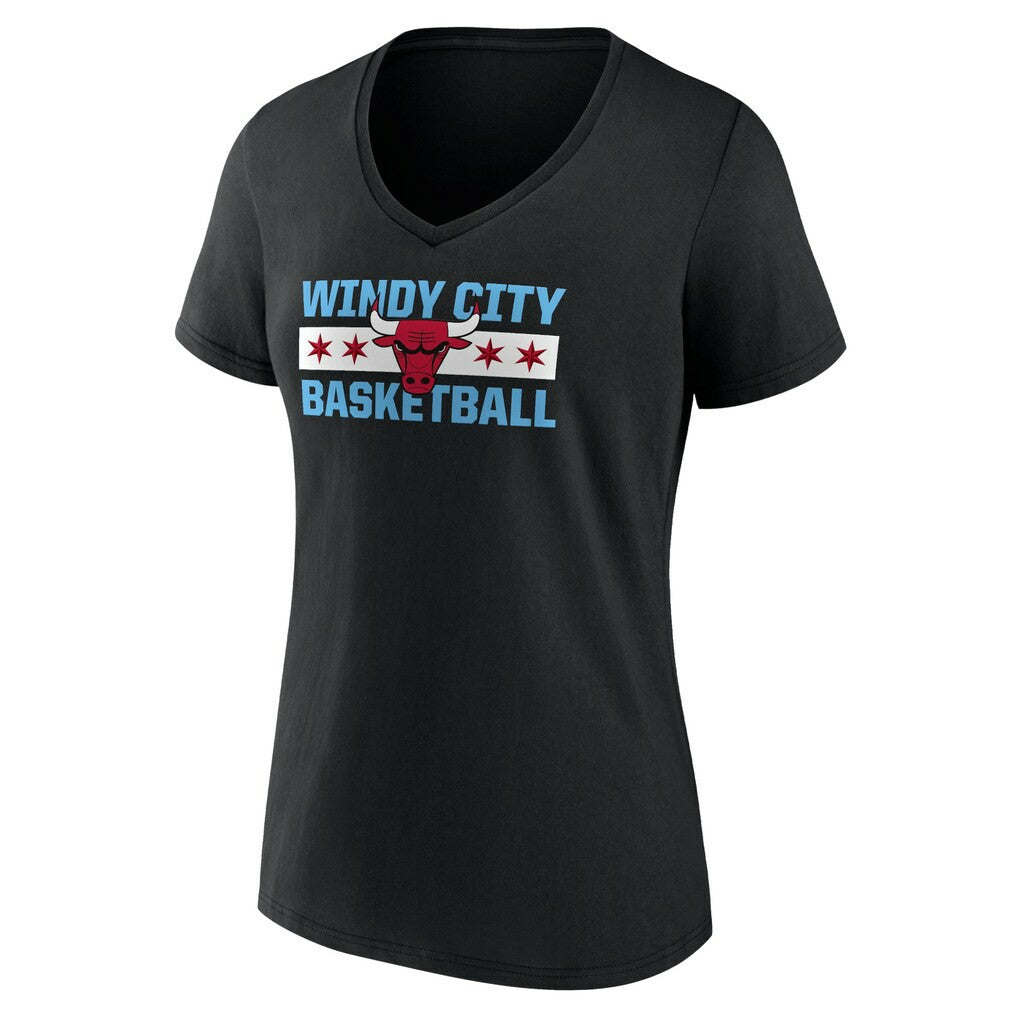 Chicago Bulls Women's Hometown Collection Windy City V-Neck T-Shirt sale - Black for sale