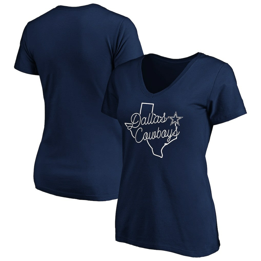 Dallas Cowboys Women's Script V-Neck T-Shirt - Navy for sale