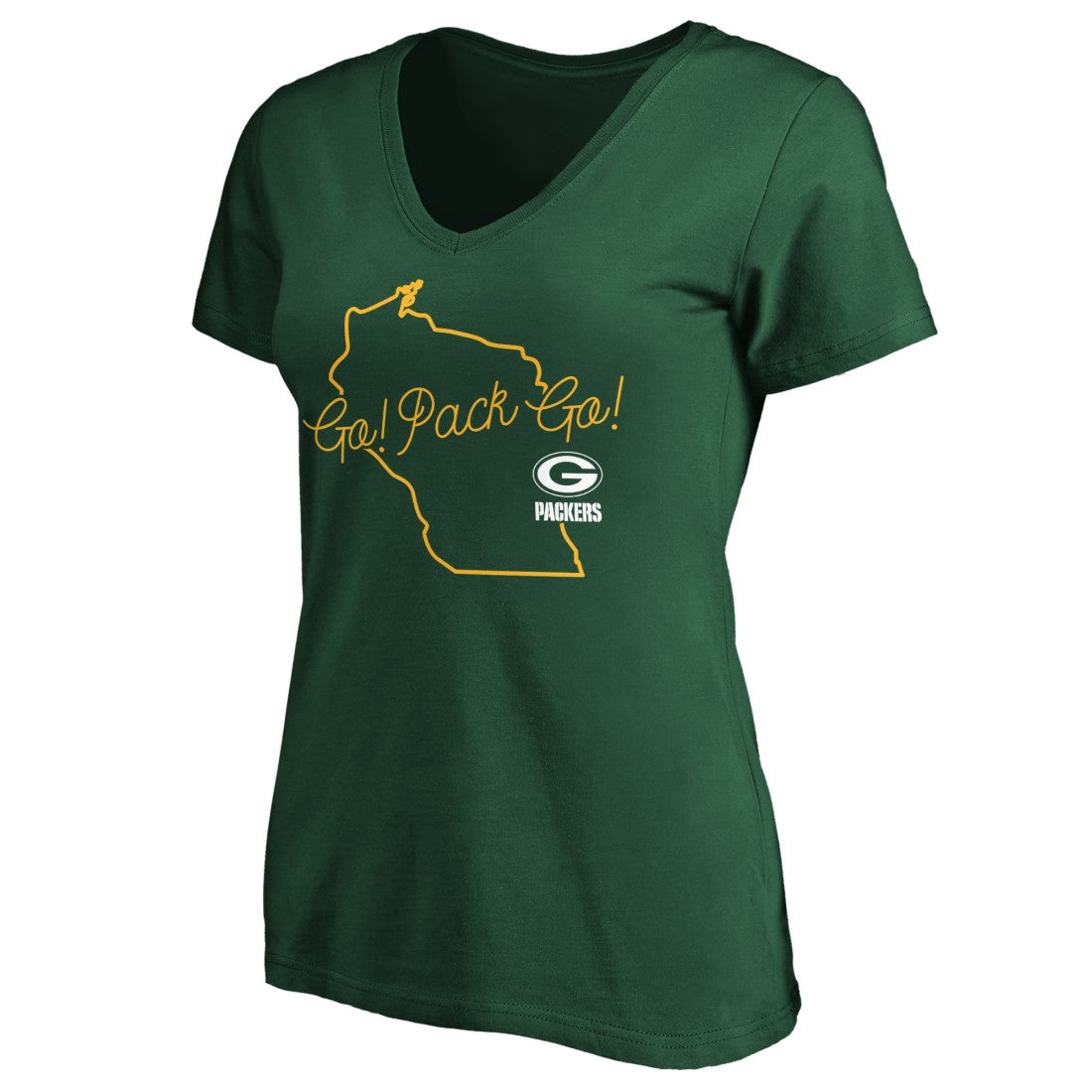 Green Bay Packers Women's Script V-Neck T-Shirt - Green on sale