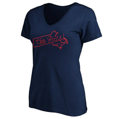 New England Patriots Women's Script V-Neck T-Shirt - Navy outlet