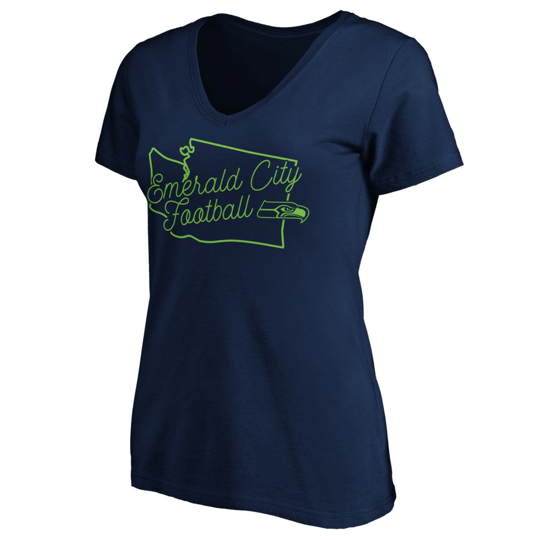 Seattle Seahawks Women's Script V-Neck T-Shirt - College Navy on sale