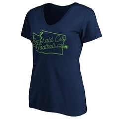 Seattle Seahawks Women's Script V-Neck T-Shirt - College Navy on sale