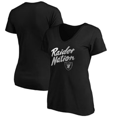 Las Vegas Raiders Women's Hometown Collection Raider Nation V-Neck T-Shirt - Black cheap