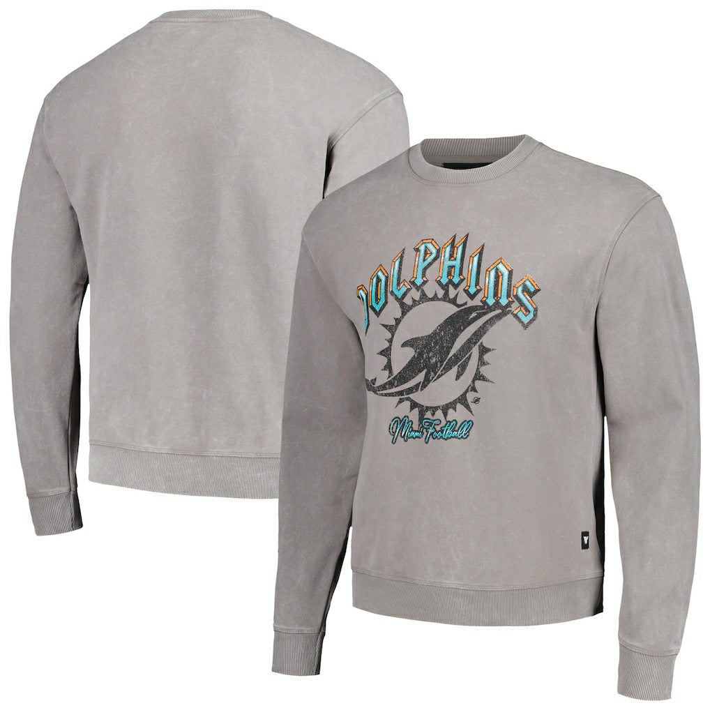 Miami Dolphins The Wild Collective Unisex Distressed Pullover Sweatshirt - Gray cheap