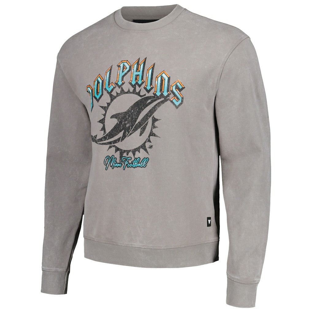 Miami Dolphins The Wild Collective Unisex Distressed Pullover Sweatshirt - Gray cheap