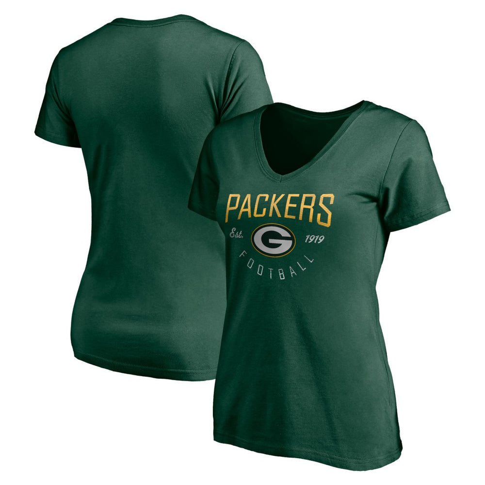 Green Bay Packers Women's Live For It V-Neck T-Shirt - Green for sale