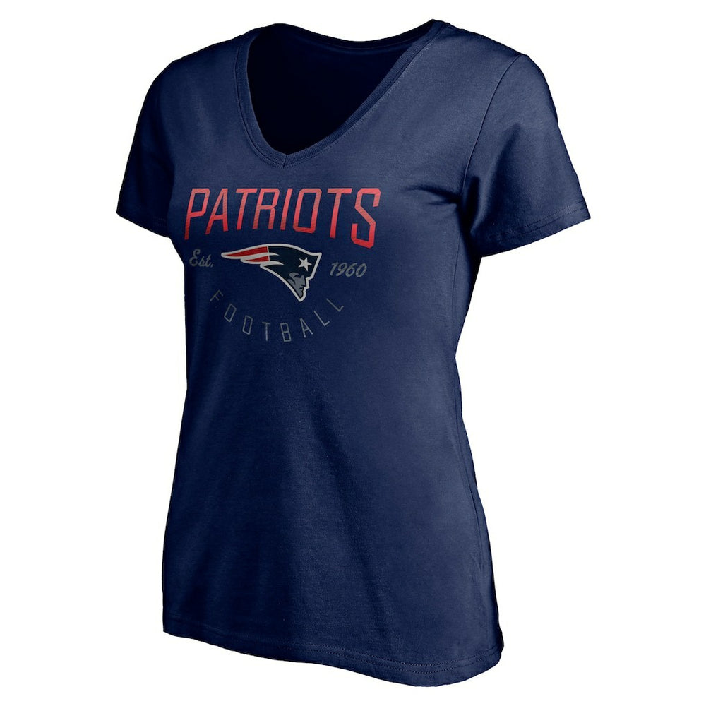 New England Patriots Women's Live For It V-Neck T-Shirt - Navy for sale