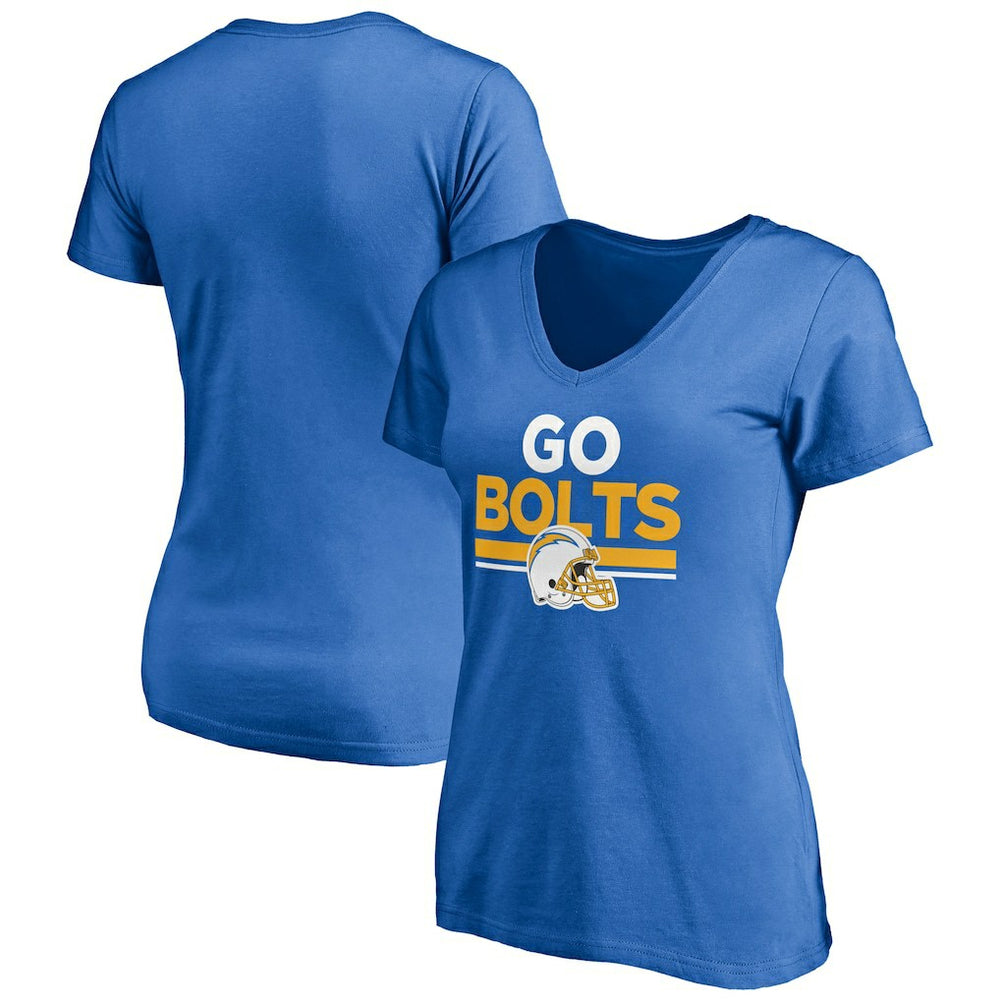 Los Angeles Chargers Women's Hometown Collection Go Bolts V-Neck T-Shirt - Powder Blue discount