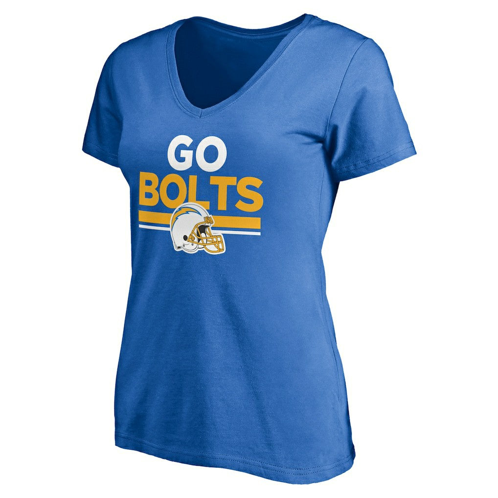 Los Angeles Chargers Women's Hometown Collection Go Bolts V-Neck T-Shirt - Powder Blue discount