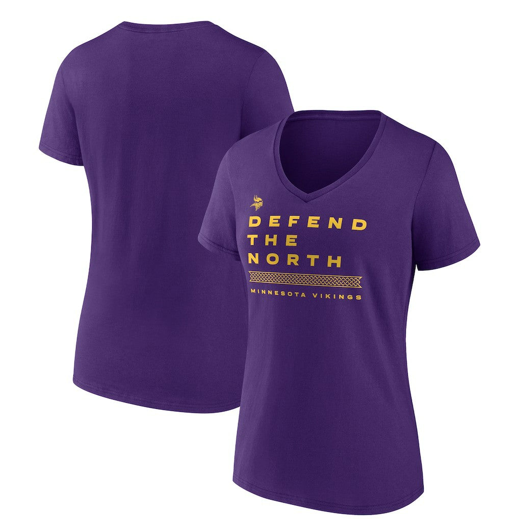Minnesota Vikings Women's Hometown Collection Defend The North V-Neck T-Shirt - Purple discount