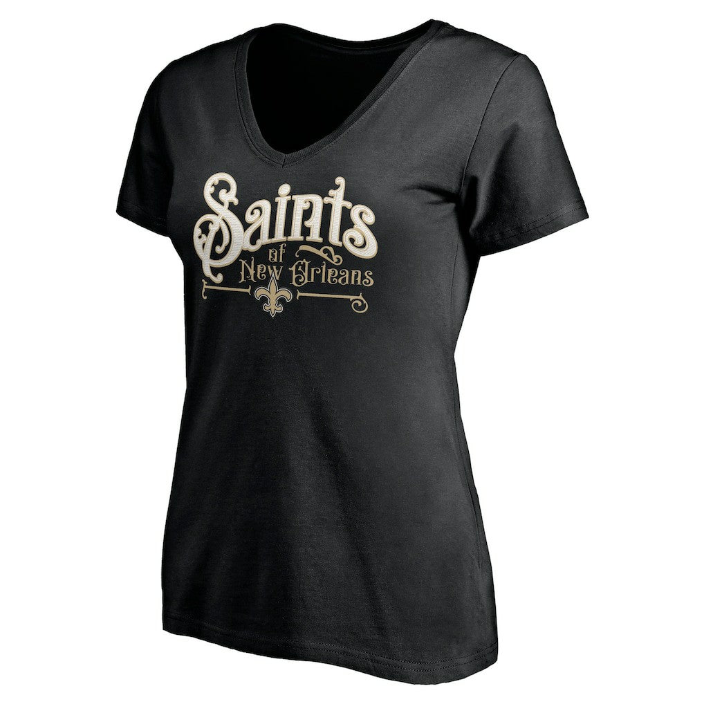 New Orleans Saints Women's Hometown Collection V-Neck T-Shirt - Black discount