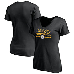Pittsburgh Steelers Women's Hometown Collection Steel City V-Neck T-Shirt - Black for sale