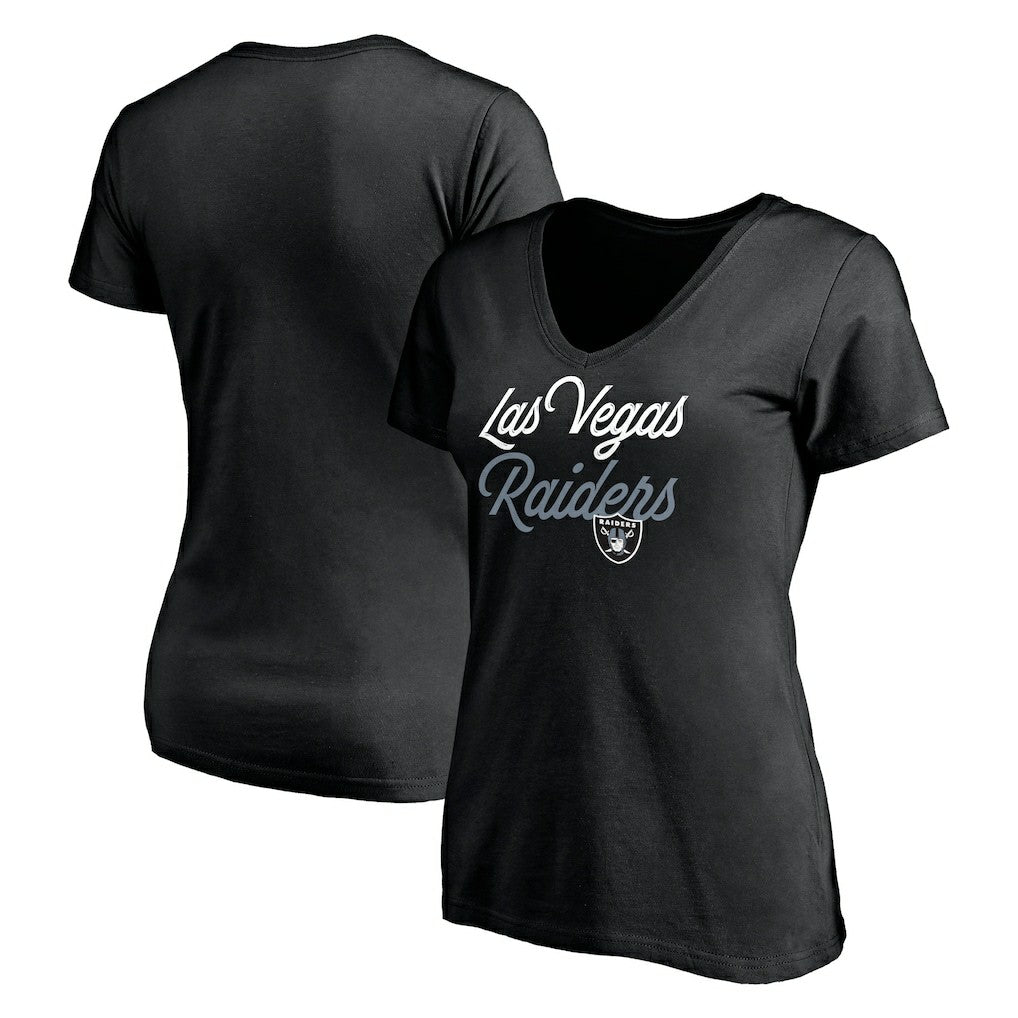 Las Vegas Raiders Women's Long Stride V-Neck T-Shirt - Black sale
